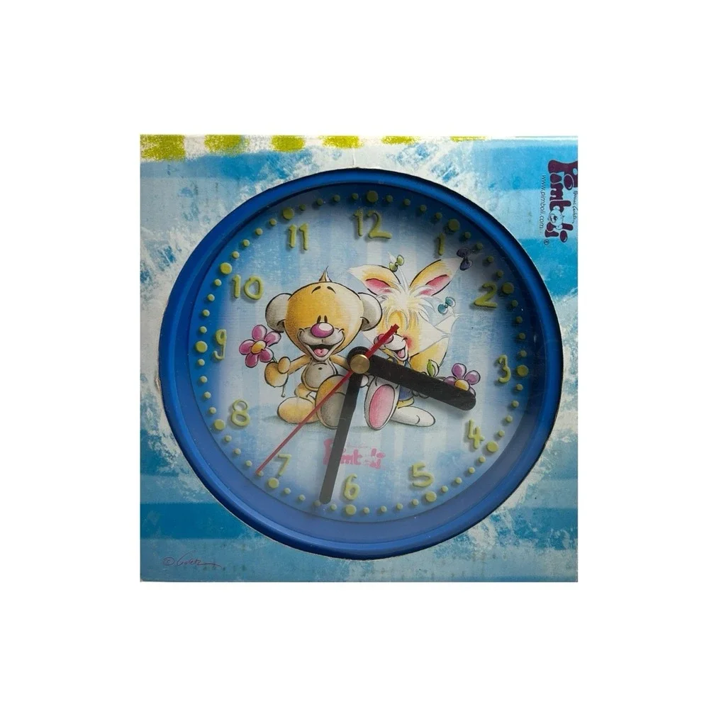 Vintage DIDDL Classeur Pimboli kläk Clock Blue Bear Bunny Germany